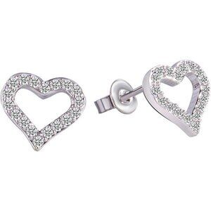 ⚡Silver Heart Stud Earrings for Women Crystal Pave Dainty Romantic Jewelry Gift